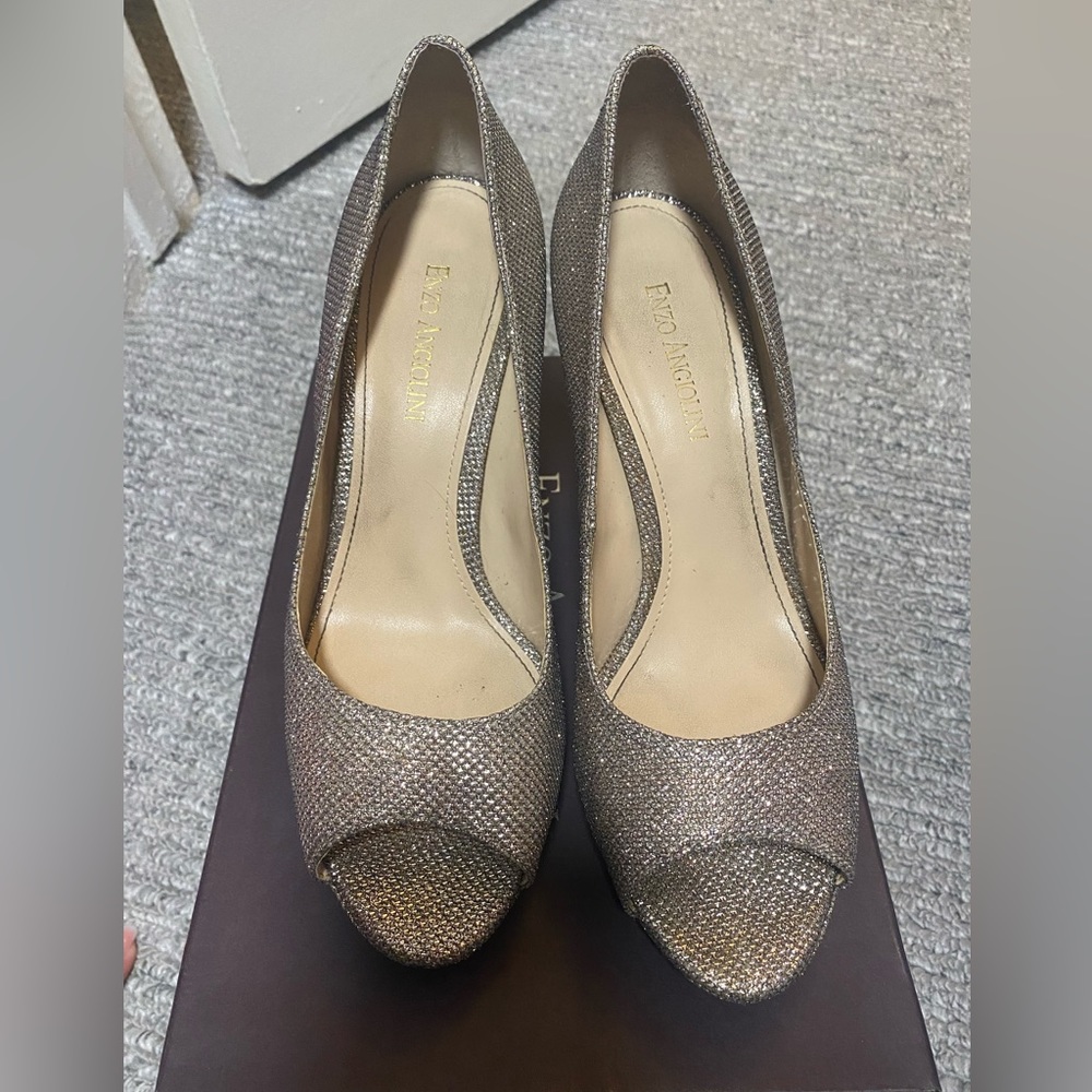 Enzo sparkle peep toes